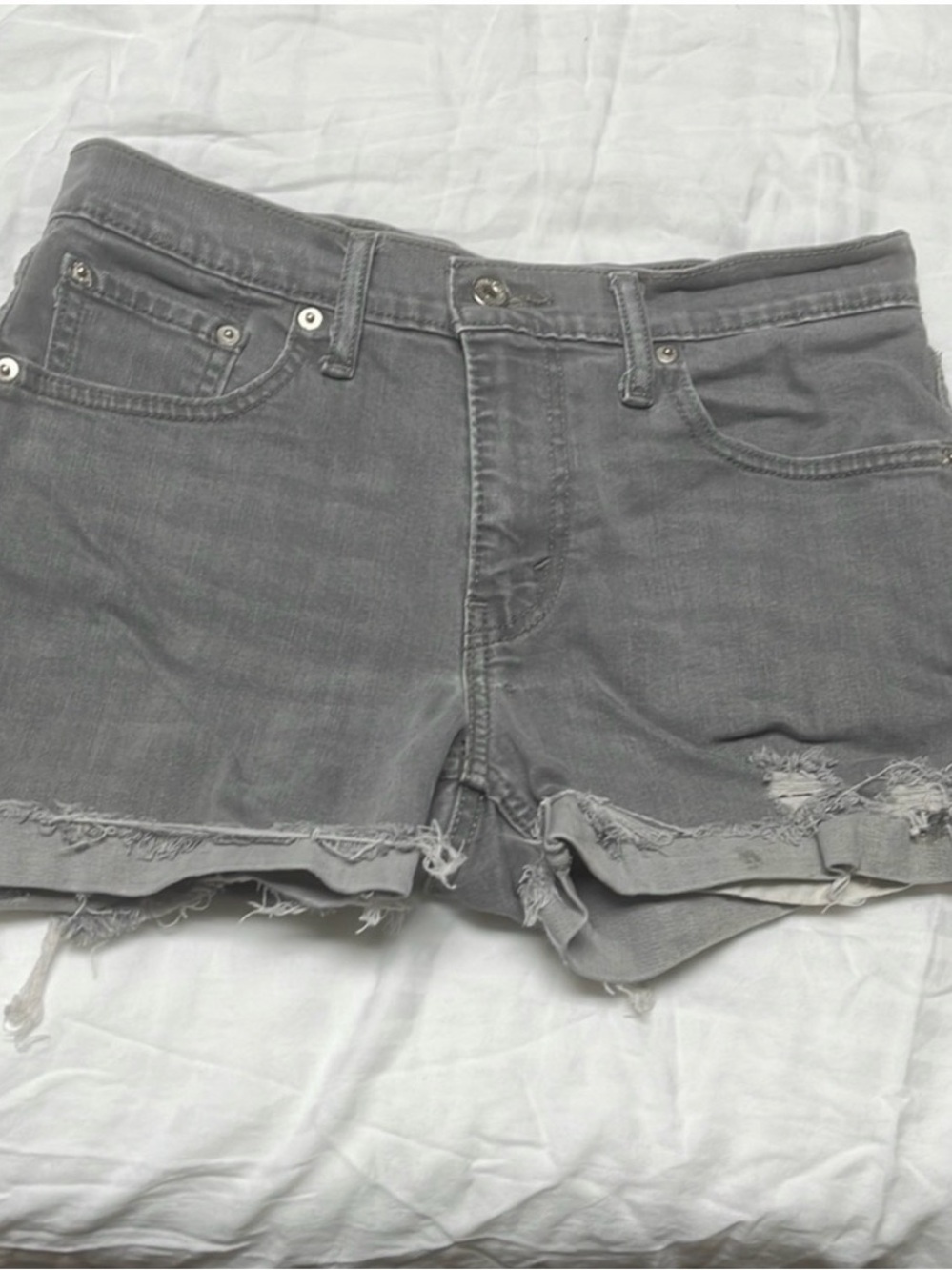 Levi's Men's Gray Distressed Cutoff Denim Shorts